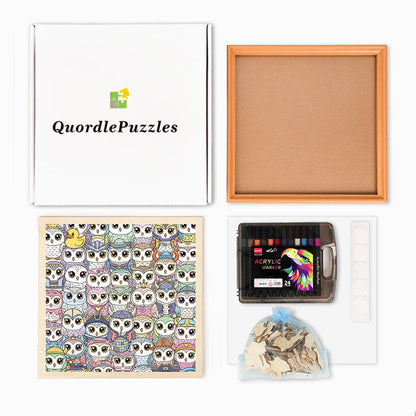 Owl - Drewniane puzzle do kolorowania
