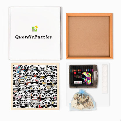Panda III - Drewniane puzzle do kolorowania