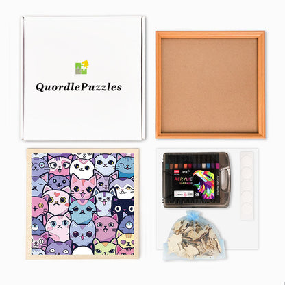 Silly Kitties - Drewniane puzzle do kolorowania