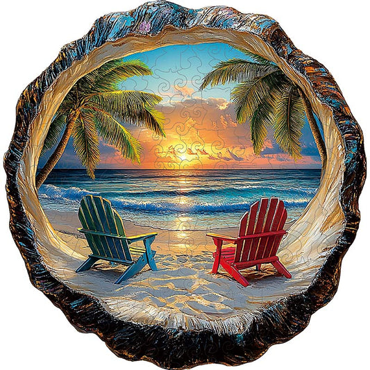 3D Drewniane Puzzle Tropikalny Zachód Słońca