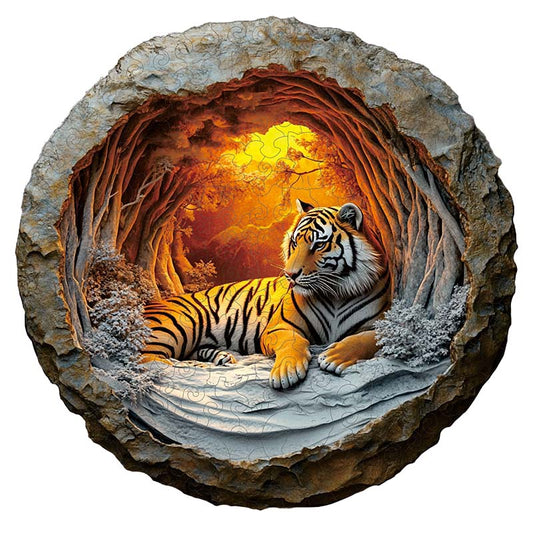 3D Drewniane Puzzle Tygrys w Jaskini
