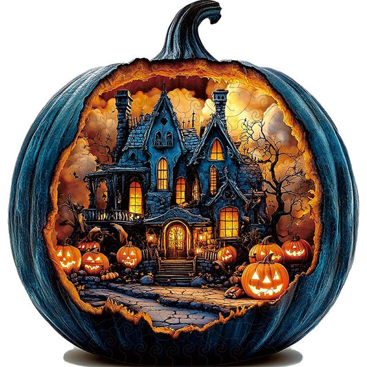 3D Drewniane Puzzle Nawiedzony Dom z Dynią