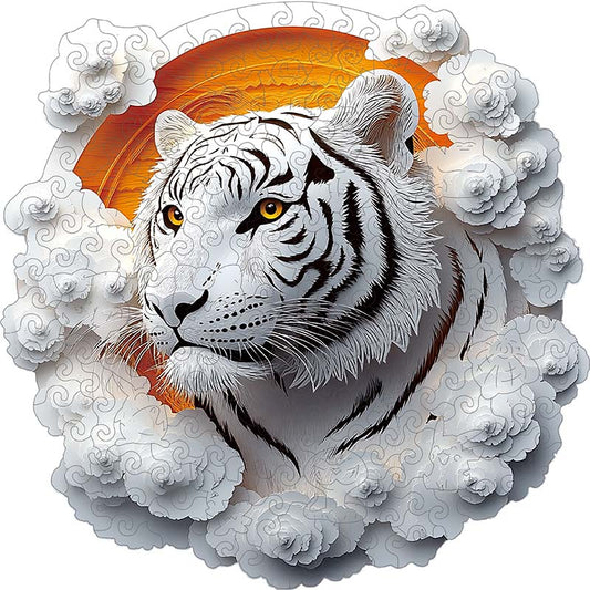 3D Drewniane Puzzle Biały Tygrys