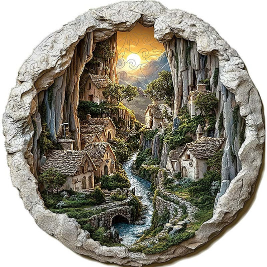 3D Drewniane Puzzle Górska Wioska