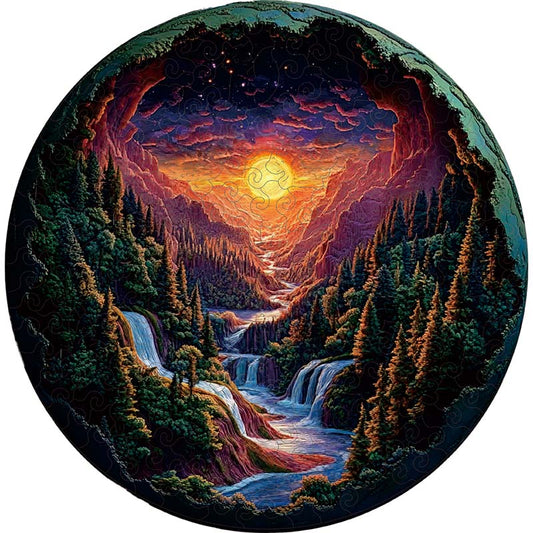 3D Drewniane Puzzle Krajobraz z Wodospadem