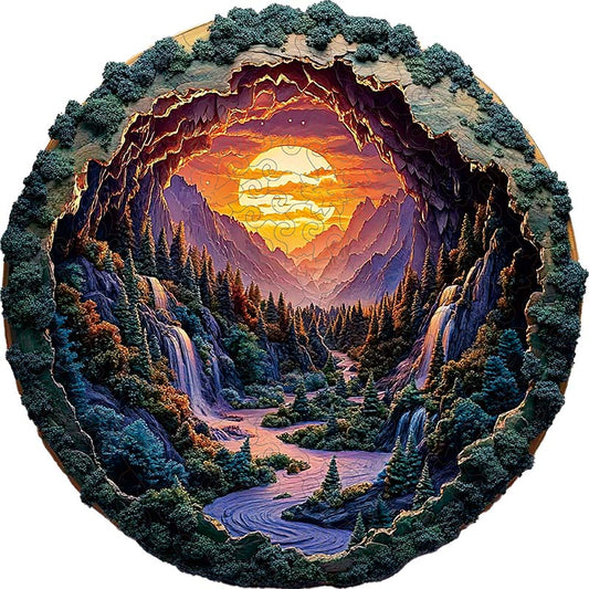 3D Drewniane Puzzle Kanion o Zachodzie Słońca