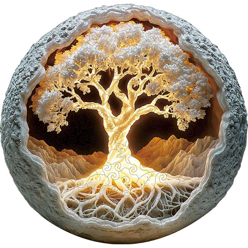 3D Drewniane Puzzle Świecące Drzewo
