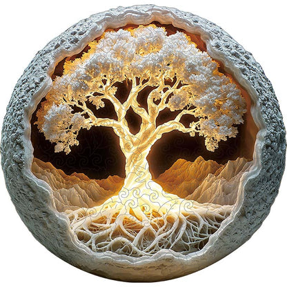 3D Drewniane Puzzle Świecące Drzewo