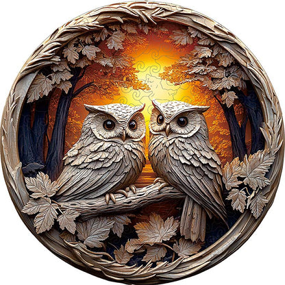 3D Drewniane Puzzle Sowy w Lesie