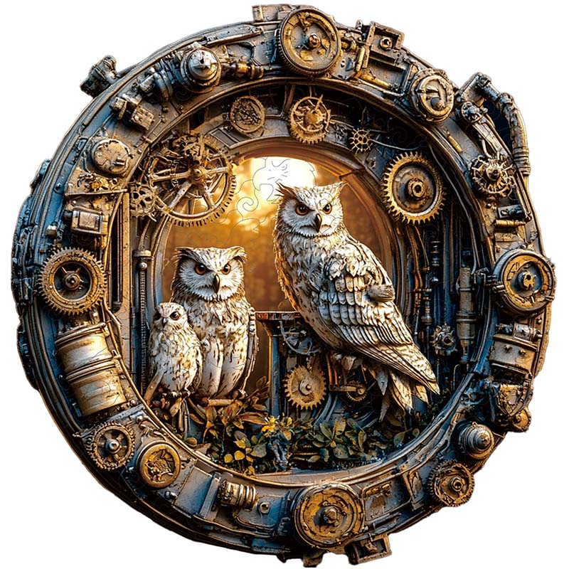 3D Drewniane Puzzle Sowy Steampunk