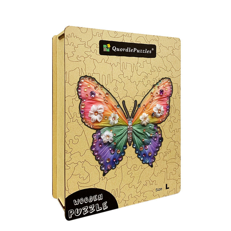 Kryształowy motyl - drewniana układanka z motylem