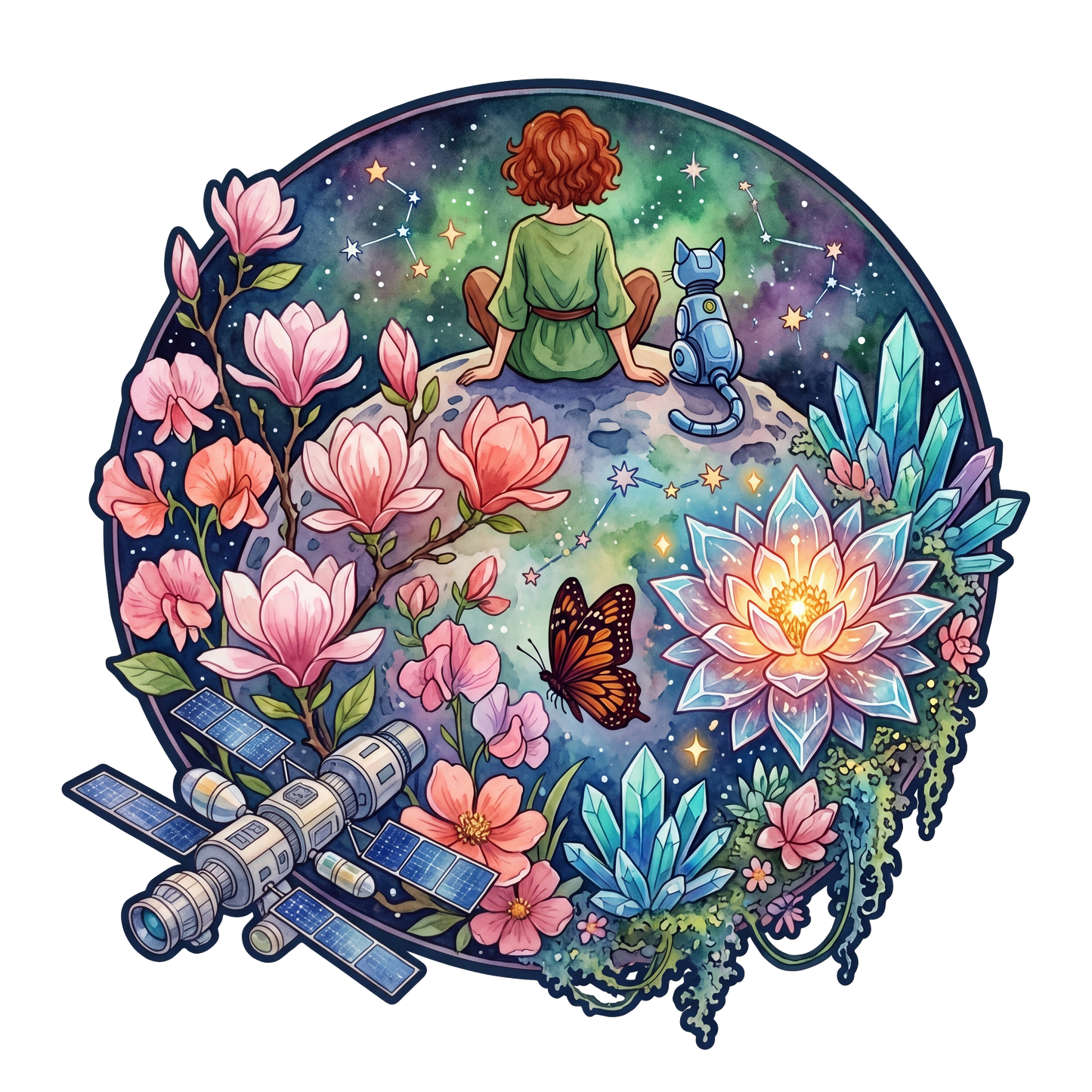 Kosmiczna Figlarna Dziewczynka & Robot Kot – Drewniane Puzzle