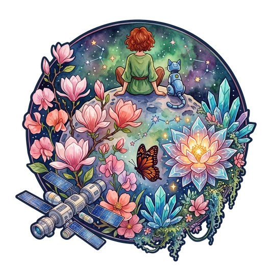 Kosmiczna Figlarna Dziewczynka & Robot Kot – Drewniane Puzzle