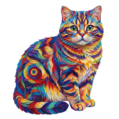 Kolorowy Kot – Drewniane Puzzle