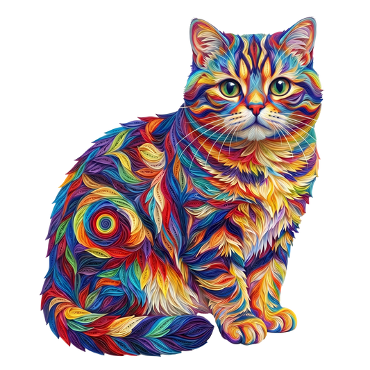 Kolorowy Kot – Drewniane Puzzle