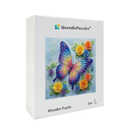 Drewniana układanka „Iridescent Butterfly Bloom”