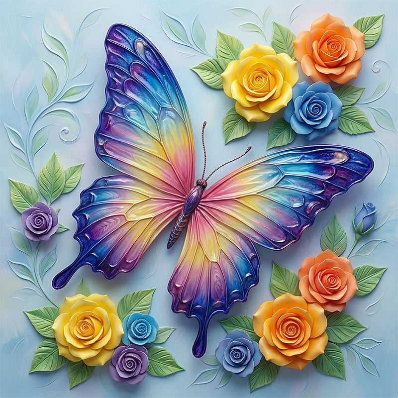Drewniana układanka „Iridescent Butterfly Bloom”