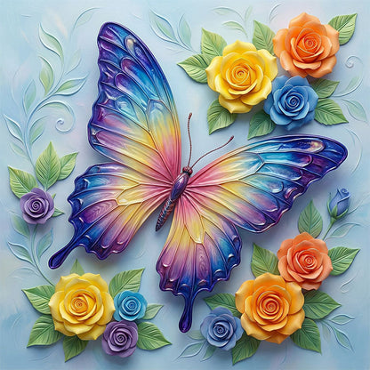 Drewniana układanka „Iridescent Butterfly Bloom”