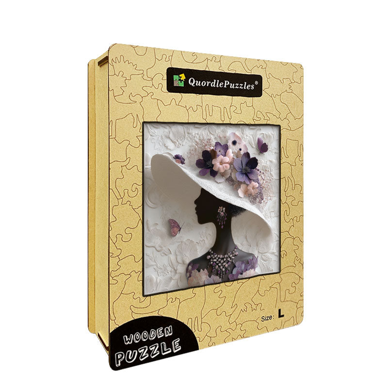Elegancka, kwiatowa sylwetka kobiety z drewna