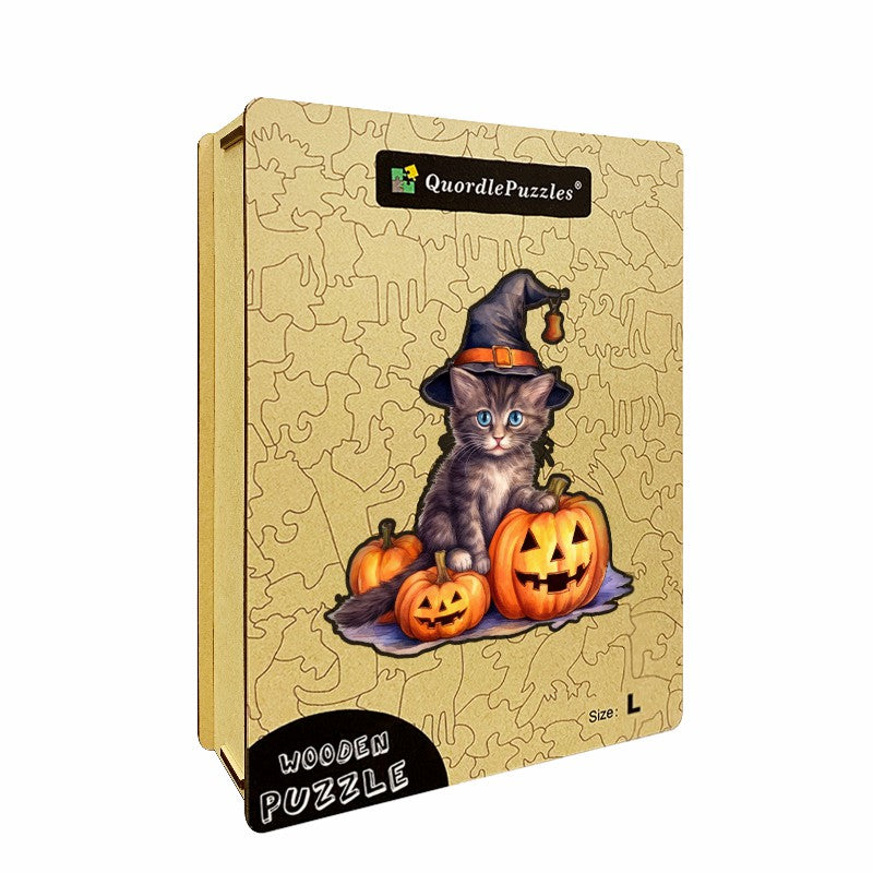 🔥Ostatni dzień 85% zniżki - halloweenową naklejkę winylową z kapeluszem wiedźmy kota i dynią