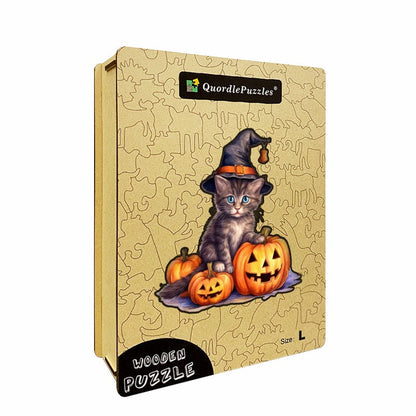 🔥Ostatni dzień 85% zniżki - halloweenową naklejkę winylową z kapeluszem wiedźmy kota i dynią