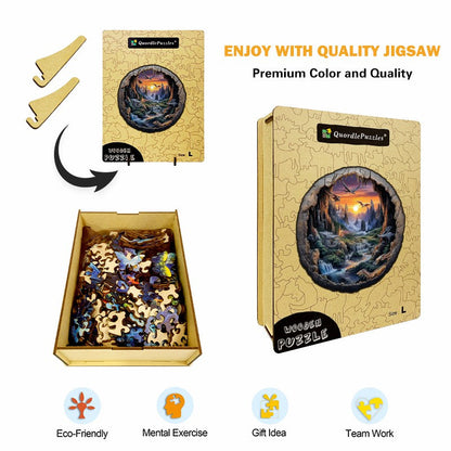 3D Drewniane Puzzle Smoki o Zmierzchu