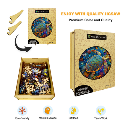 🔥Ostatni dzień 85% zniżki na drewniane puzzle z akwarelowymi żółwiami