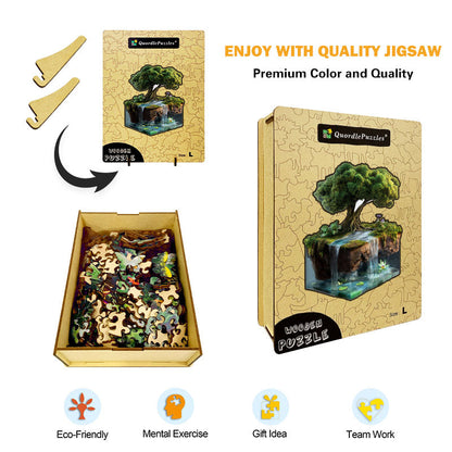 3D puzzle drewniane spokojnej wyspy z wodospadem