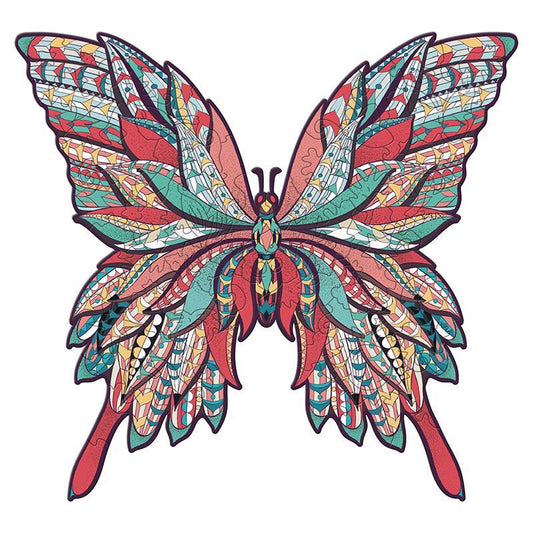 Drewniana układanka czerwony motyl