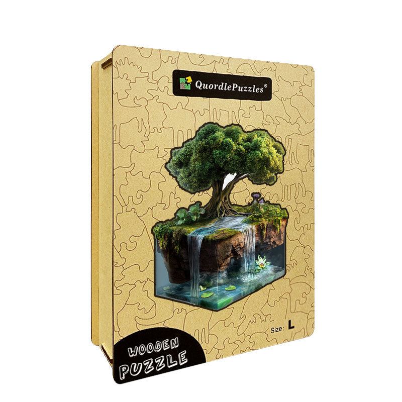 3D puzzle drewniane spokojnej wyspy z wodospadem