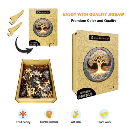 3D Drewniane Puzzle Świecące Drzewo