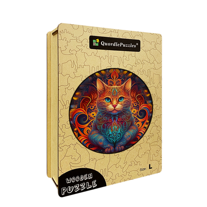 🔥Ostatni dzień 85% zniżki na drewniane puzzle mandali kota Króla Ognia
