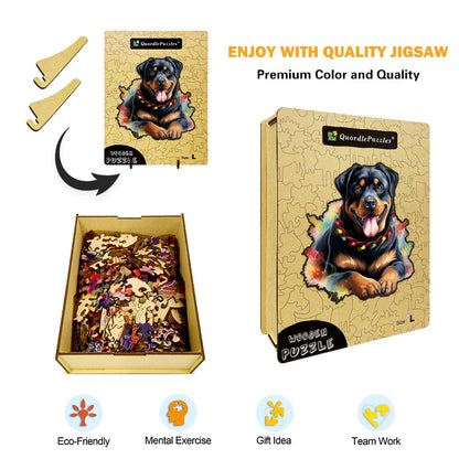Drewniane puzzle Rottweilera
