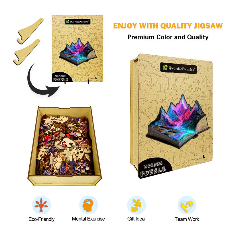 3D puzzle drewniane rzeki górskiej z neonem