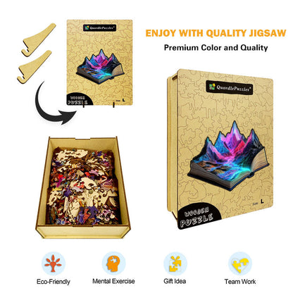 3D puzzle drewniane rzeki górskiej z neonem