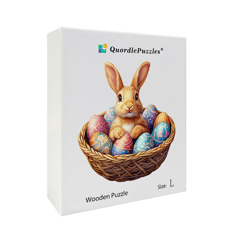 3D królik w koszyku drewniana układanka