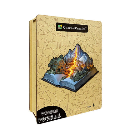 3D puzzle drewniane zachodu słońca w górach