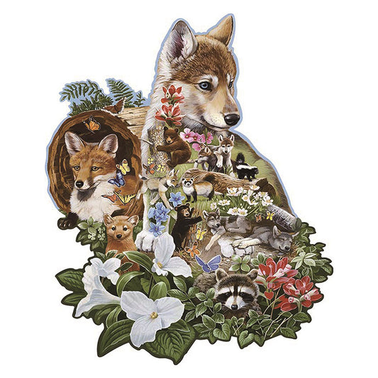 Drewniana układanka Wolf Party
